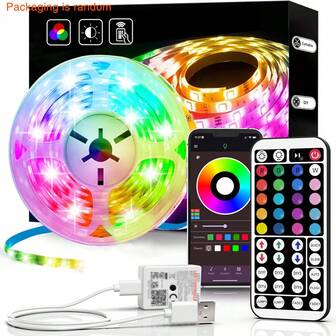 NBBUFF 3フィート-100フィートRGBLEDテープライト ホームデコレーション用、1600万色変化ライト 44キーリモコンとアプリ制御、音楽同期、タイマー機能、LEDライト ルーム、寝室、寮、誕生日プレゼント、クリスマスデコレーション、ハロウィンデコレーション、結婚式、壁デコレーション