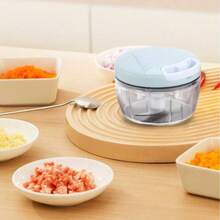 1pc Manual Pull Cord Food Chopper - ABS Material Garlic Press And Vegetable Processor, No Electricity Required, Suitable For Garlic, Onion, Meat, Chili, Carrot, Fruit, Nuts, Herbs - Multicolor - View 6