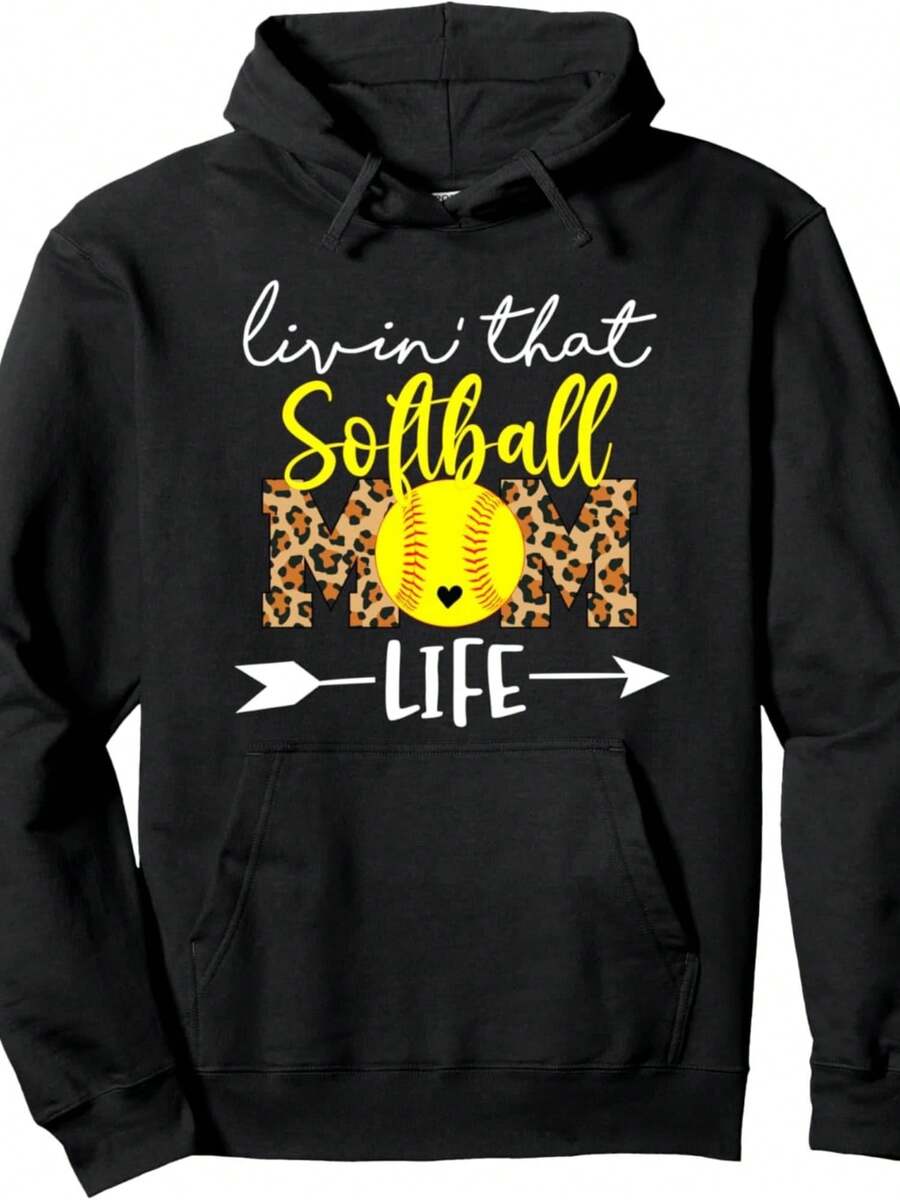 Travel Softball Mom Must Haves Leopard Wos Softball Mama Pullover Hoodie - 款式3 - 查看 1