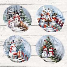4 piezas/8 piezas Posavasos con tema navideño, almohadillas absorbentes con estampado navideño, tapetes para café, posavasos para cocina, mesa, habitación, decoración de bar, regalos navideños