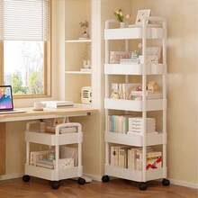 3/4/5-stufiger Rollende Kosmetik Organizer - 360° drehbare Räder und verstärkter Rahmen, robuste Kunststoff Kosmetik Aufbewahrungsboxen, geeignet für Badezimmer, Schlafzimmer und Küche, schlankes platzsparendes Design, Schwarz/Weiß | Moderne Aufbewahrungsboxen | Robuste Kunststoff Regale, Kosmetik Organizer