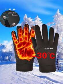 1 par de guantes de invierno ajustables para exteriores - Adecuados para pantallas táctiles, mezcla transpirable de nailon y poliéster, ideal para deportes, ciclismo, esquí, mujeres/hombres