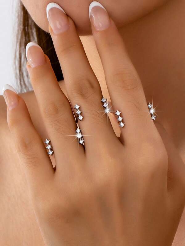 3pcs Copper Alloy Zirconia Fashion Elegant Ring Set. Wedding Open Ring Set For Women.