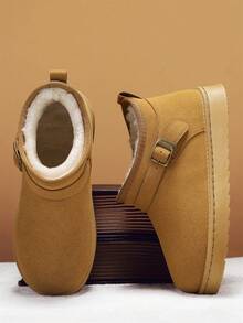 男士雪地靴踝靴，新款冬季款式，加厚内衬，保暖，厚底，套穿式毛绒靴 - 黃色 - 查看 9