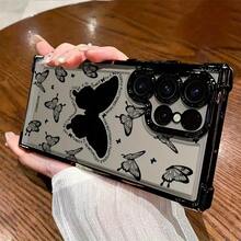 Funda de teléfono con mariposa Graffiti para S25 S24 S23 S22 S21 S20 Fe S20 plus A03 A03 Core A03s A04 A04E A05 A05s A06 4G A12/M12 4G A13 5G/A04s A15 a16 A24 5G A25 a32 4G A32 5G A34 A35 5G A54 A55 Note10 Note20 Ultra Fe Ultra Plus 4G 5G cubierta trasera suave transparente a prueba de golpes - Colores mixtos - Ver 2