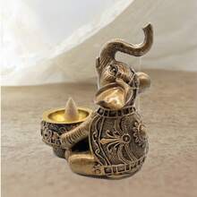 1 Stück neue vergoldete Elefanten Räucherstäbchenhalter, dekoratives Ornament für Esszimmer, Arbeitszimmer, Wohndekoration - Gold - Übersicht 2