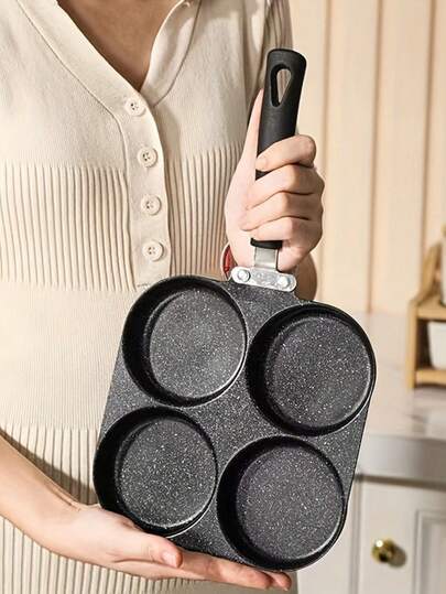 4-In-1 Cast Iron Egg Cooker/Non-Stick Frying Pan/Pancake/Burger Mold, Single Handle Non-Stick Skillet - Multifunctional Cookware, Multi-Burner Design, Ideal For Pancakes, Eggs, Fish Cakes, Breakfast Kitchen Tool, Cooking Pot - Perfect For Christmas, Halloween, Birthday Party