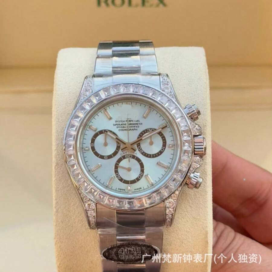 Factory Low Price Clean Factory Laojia  Mechanical Watch Fully Automatic 4131 Movement Diamond-Encrusted Ice Blue Di Watch Cross-Border - Băng Xanh Di - Xem 1