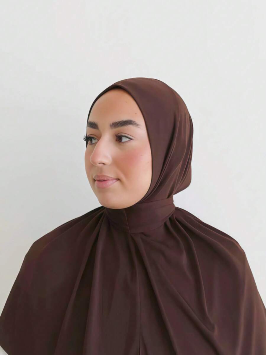 1 pieza Mujer Medio Oriente Árabe Dubai Turco Musulmán unicolor Clásico Minimalista Casual Elegante Modesto Modal Satén Suave Transpirable Cómodo Dobladillo Largo Doble Uso Instantáneo Bufanda Hijab Gorros Turbante Jersey, Adecuado para la vida diaria, festivales, reuniones, adoración