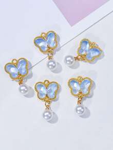 50/30/10/5pcs Gold Tone Alloy Butterfly Pendant, Elegant Green Glass Pendant With Pearl Decor, Suitable For Necklaces, Bracelets, Earrings And Craft Decorations, Beautiful Gift Idea, Jewelry Making Supplies - Butterfly - View 18