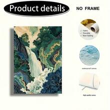 1PC Travel, Vintage Classic And Fashionable Style Canvas Paintings, Hokusai Style Japanese Waterfall Landscape Canvas Art Posters, Frameless Wall Arts Decor, Home Office, Bathroom, Living Room, Bedroom, Study, Corridor, Dining Room, Coffee Shop Decor(No Frame) - Multicolor - View 8