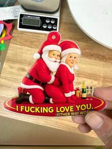 1pc-Naughty Santa Claus Keychain Pendant, Christmas Decoration, Car Rearview Mirror Pendant, Christmas Tree Decoration Pendant, Christmas Resin Ornament Creative Christmas Gift - Multicolor - View 5