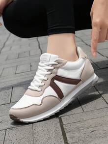 2025 Autunno Scarpe da donna retrò con punta tonda e lacci, suola morbida e confortevole, scarpe casual versatili e traspiranti per l'uso quotidiano e la corsa, colore unito