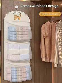 1 pieza Bolsa de almacenamiento colgante de malla de una sola capa para pañales de bebé, calcetines y toallas, con diseño de gancho incorporado, soluciones de almacenamiento para la guardería - Multicolor - Ver 6