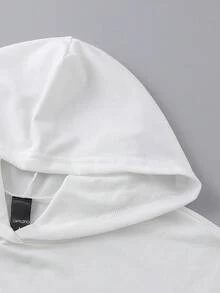 DIFFLAND 男士休闲舒适套装，洛杉矶图案印花，白色长袖连帽衫和修身运动裤，春季款 - 白色 - 查看 3