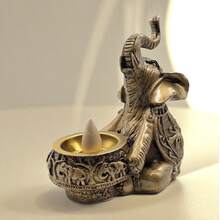 1 Stück neue vergoldete Elefanten Räucherstäbchenhalter, dekoratives Ornament für Esszimmer, Arbeitszimmer, Wohndekoration - Gold - Übersicht 3