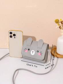 1个新款可爱迷你斜挎包，儿童卡通猫咪休闲斜挎包，女孩小零钱包，单肩包手提包钱包，适合旅行和日常使用 - 灰色 - 查看 3