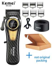 Kemei KM-2242 专业理发器，9000RPM 高速理发器，带充电底座，10W 强劲无刷电机，男士电动理发器，男士生日礼物，新款 KM-2242 圣诞节和新年理发器 - 黑色 - 查看 14