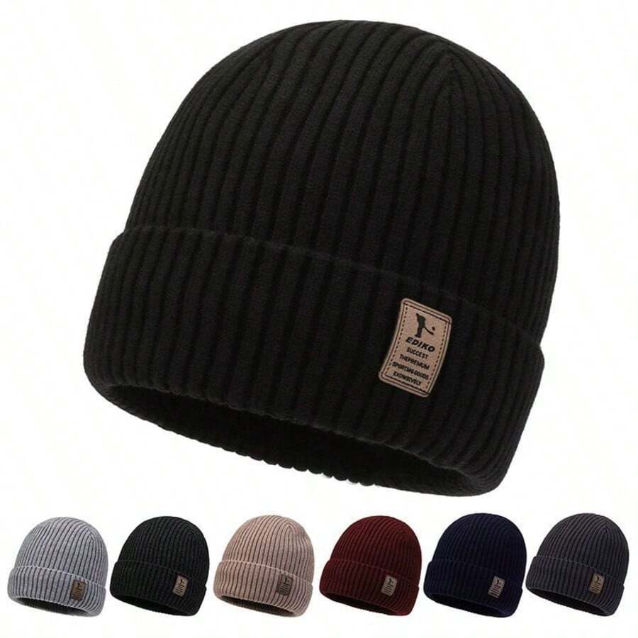 Men's Thick Knitted Hat With Thermal Lined, Warm Winter Outdoor Cycling Ski Cap, Large Head Circumference Men's Winter Clothing - Multicolor - View 1