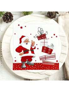 40 件圣诞餐巾纸、圣诞老人图案纸巾、圣诞晚餐餐巾纸、圣诞鸡尾酒餐巾纸、圣诞晚餐礼品餐巾纸 - 彩色 - 查看 9