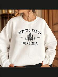 Mystic Falls Virginia Sweatshirt Vampire Fan Sweater Salvatore Brothers Hoodie Unisex Long Sleeve Sweatshirts Casual Pullovers - 白色 - 查看 1