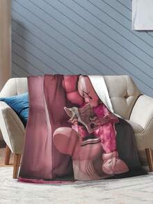 1pc Kawss Kawaii Kaw Anime Glam Style Flannel Blanket Super Soft Warm Bed Blanket Sofa Bedding Bedroom Sofa Office Car Four Seasons Cozy Shaggy Blanket Girls Boys Adult Gift - màu đen - Xem 5