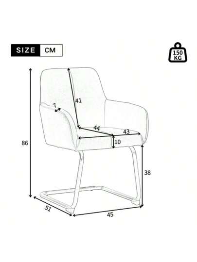 Dining Chair, Set Of 2, Armchair, Modern, Minimalist Leisure Living Room Bedroom Stoel Arched Steel Legs, Grijs [OLD SKU:WF310649AAG] view 4