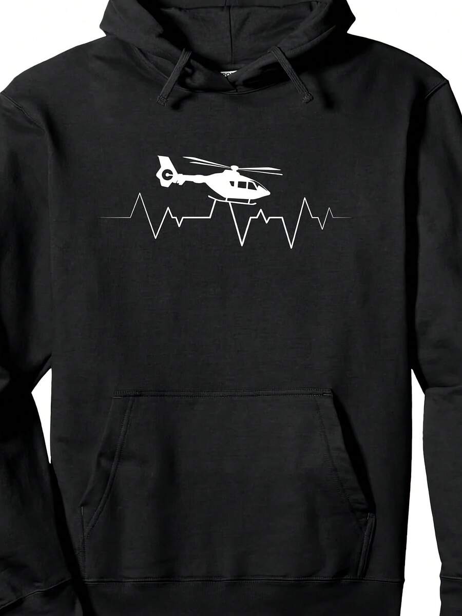 EC 135 H 135 Heartbeat Helicopter ECG Cardioid Helicopter Helicopter Fan Pullover Hoodie - 款式30 - 查看 1