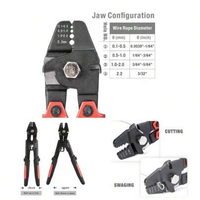 ICrimp Wire Rope Swager Crimping Fishing Lines To 2.2mm Strong Metal Color Black High Precision Crimping Tool