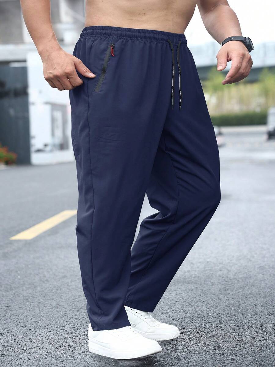 Plus Size Men's Lightweight Casual Sports Pants, Outdoor Fitness Trousers, Summer Spring - Blue - View 1