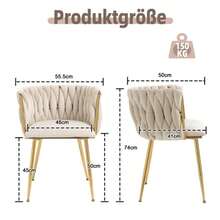 (Old SKU: W1880109477) A Modern Set Of Luxury Velvet Dining Chairs With Gold Metal Legs, An Elegant Hand-Dyed Design And Soft Cushions For The Dining Room, Living Room And Bedroom (2 Sets) - White - View 11