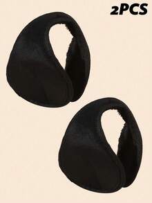 2 szt. męskich, zimowych, jednokolorowych, ciepłych nauszników - Czarny 2 sztuki - Zobacz 5