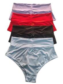 KIT 10 calcinhas Elaine Cos Alto Aperta Barriga Senhora Maternidade Calcinha Feminina - Multicolorido - Visão 3