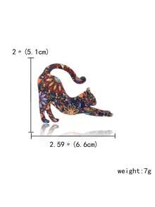 Colorful Cat Brooch Pin For Women Men Graceful Lovely Geometric Flower Animal Brooch Vintage Ethic Scarf Buckle Pin Accessory - Multicolor - View 9