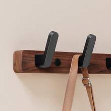 Ganchos de abrigo de madera, perchero para baño, entrada, vestidor - Negro - Ver 9