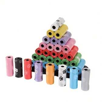 10个装混色加厚狗便袋，防漏宠物粪便袋，适用于户外散步，聚乙烯材质，狗狗清洁用品