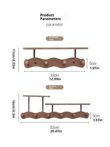 1 pieza Perchero de pared con ganchos - Fácil de instalar, sin necesidad de taladrar, estante de almacenamiento multifuncional para dormitorio, sala de estar, entrada - Estilo casual