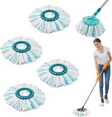 nuevoJuego de 4 mopas de Repuesto para Leifheit Clean Twist Disc Mop Micro Set,2 Fibras Sistema para Leifheit Clean Twist M Fregona Redonda Piezas de Repuesto para Todos los Tipos de Suelo - 1 - Ver 1