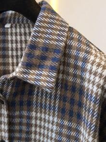 Giacca camicia in misto lana a quadri blu e bianchi per autunno inverno, silhouette taglie comode, disponibile in più taglie, elegante per strada e ufficio, top comodo e chic - Multicolore - Visualizzare 6