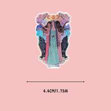 ALLENG Hecate's Daughters Vinyl Aufkleber - Cartoon Fantasy Design mit mystischem Mond & Sternen, wasserfeste matte Oberfläche, selbstklebender Aufkleber für Kunststoff/Glas/Metall/Keramik, asymmetrische Form für Flaschen, Laptops, Autos, Telefone, Laptop Verzierung, himmlisches Motiv, mehrfarbiges Design