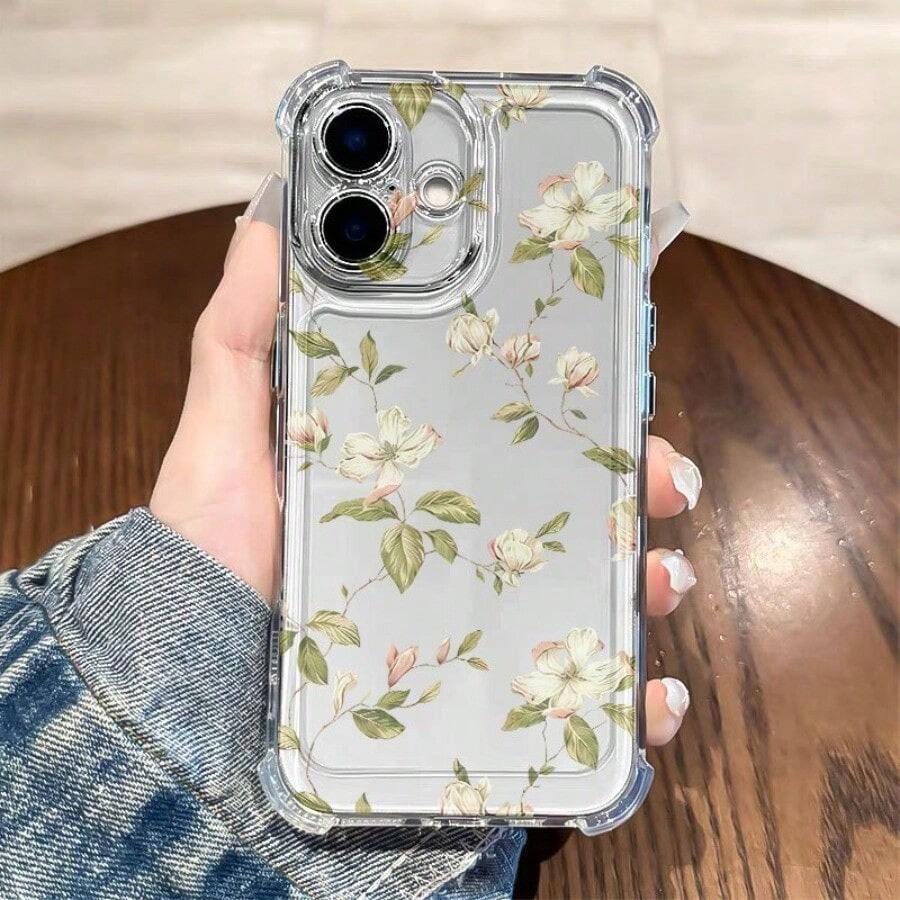 Cubiertas Protectoras para Teléfonos: Silicona Suave Transparente con Estampado de flores | Compatible con Samsung (Series A, S, Note 10/20),  (16, 15, 14, 13, 12 Pro Plus, X, XS Max) y OPPO, Redmi, , Honor - transparente - Ver 1