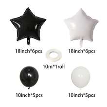 22 unidades. Globos de helio de aluminio de estrella blanca y negra decoración para de cumpleaños y boda Shower juguetes para niños suministros de Globos de aire de látex - Como la imagen - Ver 6