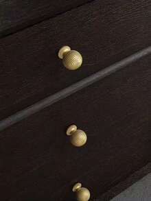 5pcs Luxury French Style Solid Copper Striped Single Hole Pull Handle, Suitable For Wardrobe, Drawer, Cabinet, Bedside Table, Shoe Cabinet, Dining Cabinet, Copper Material, Italian Luxury Round Ball Design Handle, Screws Included - Gold - View 4