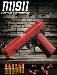 1911 Manual Ejection Toy Gun, 10 Soft Bullets, 8 Cartridges, 1 Shooting Practice Game, Handgun Model, Birthday Gift (This Product Has Two Options: With Text And Without Text, Randomly Sent, Some Accessory Colors Are Randomly Sent, Manual Measurement May Cause Deviation) - Multicolor - View 1