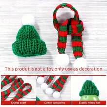 20 Stück, Mini Weihnachtsmütze, Mini Weihnachtsmütze und Schal Set, Mini Weihnachts-Strickmütze, Kleine Weihnachtsmannmütze für Weinflaschen, Weihnachtsdekoration, Weihnachtsfeiern, Weihnachten