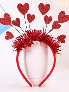 2 Pieces Set Of High-Quality Valentine's Day Headbands, Heart-Shaped Hair Hoops, Wedding Atmosphere Decorations, Valentine's Day Party Supplies, Bride/Maid Of Honor Hair Accessories. New Year Party Gifts