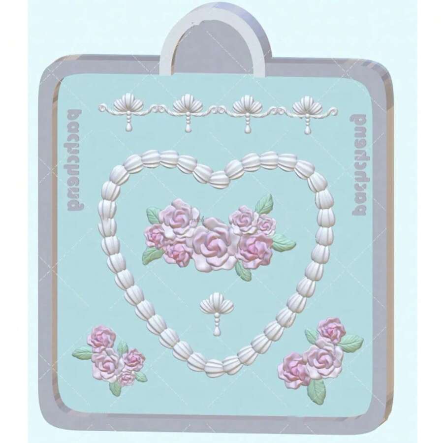 玫瑰心形相框树脂浇铸模具，硅胶模具配件，树脂液体模具，树脂钥匙扣硅胶模具，树脂模具 - 矽膠 - 查看 1