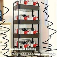 3/4/5-stufiger Rollende Kosmetik Organizer - 360° drehbare Räder und verstärkter Rahmen, robuste Kunststoff Kosmetik Aufbewahrungsboxen, geeignet für Badezimmer, Schlafzimmer und Küche, schlankes platzsparendes Design, Schwarz/Weiß | Moderne Aufbewahrungsboxen | Robuste Kunststoff Regale, Kosmetik Organizer