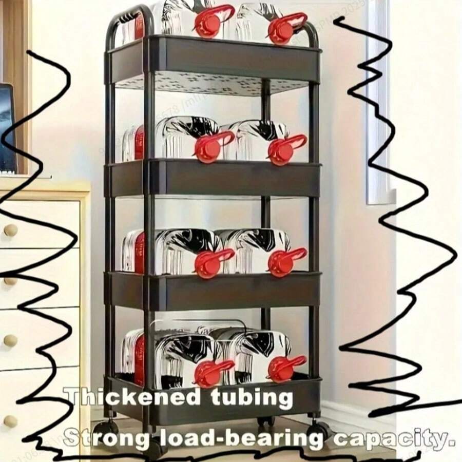 3/4/5-stufiger Rollende Kosmetik Organizer - 360° drehbare Räder und verstärkter Rahmen, robuste Kunststoff Kosmetik Aufbewahrungsboxen, geeignet für Badezimmer, Schlafzimmer und Küche, schlankes platzsparendes Design, Schwarz/Weiß | Moderne Aufbewahrungsboxen | Robuste Kunststoff Regale, Kosmetik Organizer