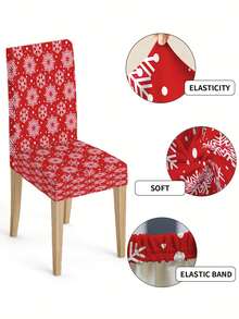Christmas Stretch Chair Cover, Christmas Snowflake Reindeer Gingerbread Bell Chair Back Protector Cover, Washable Winter Dining Room Chair Slipcover For Home, Restaurant, Living Room, Kitchen Decor (1pc/4pcs/6pcs/20pcs)